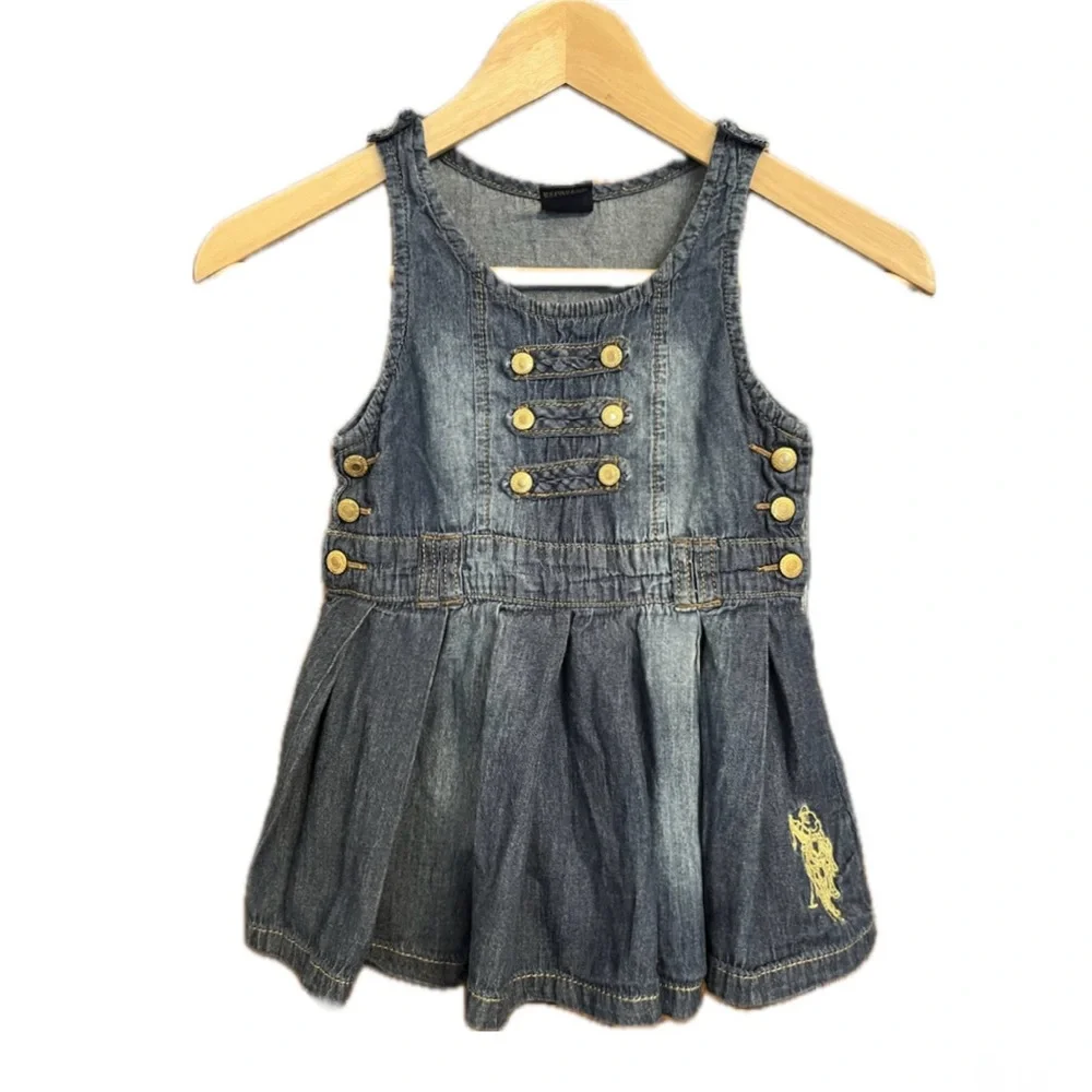 Vintage US Polo Assn. Sleeveless Denim Pleated Dress, 3T
